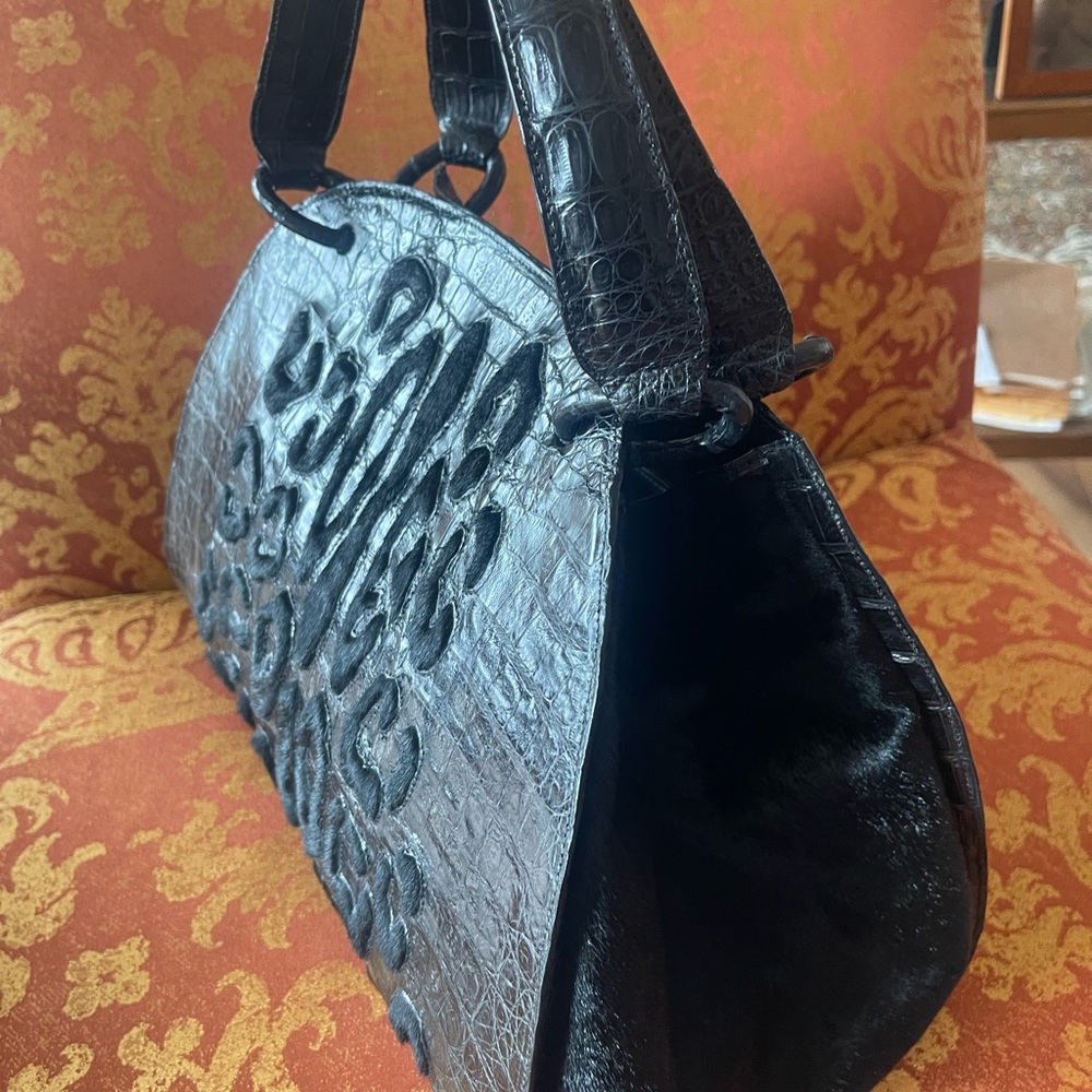 Nancy Gonzalez Crocodile-Embossed calf Hair Handbag
